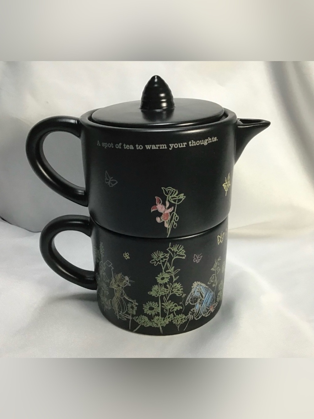 Disney Hallmark Winnie The Pooh Tea Pot & Mug Set Tea For One Stackable